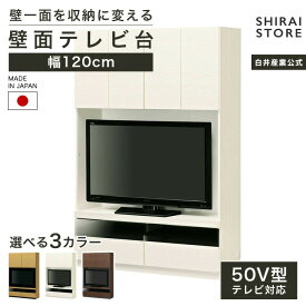 国産 壁面収納 テレビ台 幅120cm 高さ180cm ダークブラウン 50V型対応 巾木よけ 配線穴 耐震ラッチ ダンパー付扉 ポルターレリビング POR-1812TV