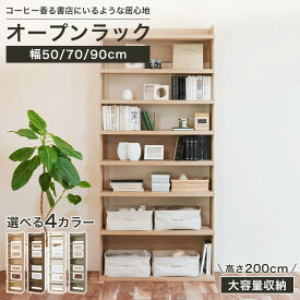 ラック シェルフ 本棚 オープンラック 壁付け本棚 壁面本棚 壁面収納 幅50cm 幅70cm 幅90cm 高さ200cm 棚 大容量本棚 オープン本棚 見せる本棚 見せる収納 移動棚 背の高い 収納棚 収納ラック 木製 トルフラット TLF 白井産業