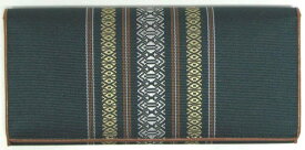 福岡県伝統工芸品博多織財布　献上柄長財布　緑色