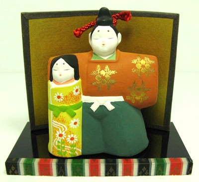 日本製　和風インテリア　ひな祭りひな人形　雛人形　おひなさまお雛様　おひな様　朱雀土鈴雛黒台・屏風付き | 和風雑貨　不知火