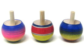 日本のおもちゃ 郷土玩具　日本独楽伝統独楽　木製こま　手まわし独楽逆立ち独楽　3個入り
