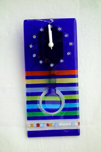 【送料無料!!】【即納可】再入荷しました♪イタリア・ベネチア製 振り子壁掛け時計 ブルー 壁掛け時計 振り子時計 時計 ウォールクロック ベネチアンガラス ハンドメイド カ