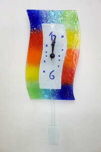 【送料無料!!】【即納可!!】再入荷しました♪イタリア・ベネチア製 ハンドメイド 振り子壁掛け時計 ミックス壁掛け時計 振り子時計 時計ベネチアンガラス カラフル おしゃれ