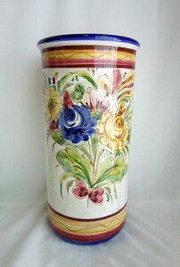 人気商品!!【送料無料】【即納可!!】再入荷しました♪イタリア製 陶器 傘立て ブルー 花柄レインラック アンブレラスタンド かさ立てインテリア 玄関収納 ヨーロピアン おしゃ