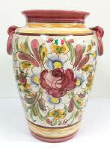 人気商品!!【送料無料】【即納可!!】再入荷しました♪イタリア製 陶器 傘立て 壷型 花柄REDヨーロピアン おしゃれ スリム インテリア北海道・沖縄・離島は別途お見積り