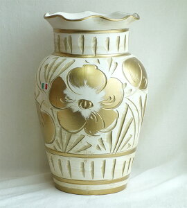 人気商品!!【送料無料】【即納可】再入荷しましたイタリア製 陶器 傘立て 壷型 ホワイト ゴールド つぼ型 レインラック アンブレラスタンド 玄関収納 おしゃれ オシャレ