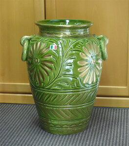 【即納可】【送料無料!!】イタリア製 陶器レインラック グリーン ゴールド インテリア 小物 雑貨 玄関 収納傘立て 飾り壷 かさたて北海道・沖縄・ 離島は送料別途見積り お