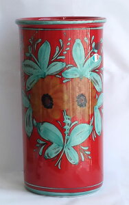 残り1本で終了!!【即納可!!】【送料無料!!】イタリア製 陶器 傘立て レッド丸型 レインラック 花柄 おしゃれ オシャレ スリム