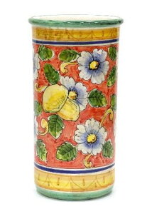 【送料無料】イタリア製 陶器  傘立て レモン・花柄レインラック アンブレラスタンド かさたてインテリア 玄関 収納※北海道・沖縄・離島は送料別途見積り