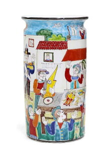 【送料無料】イタリア製 シチリア陶器 スザンナ・デ・シモーネ 傘立て レインラック アンブレラスタンド 玄関収納 インテリア雑貨 輸入雑貨 ハンドメイド かわいい おしゃ