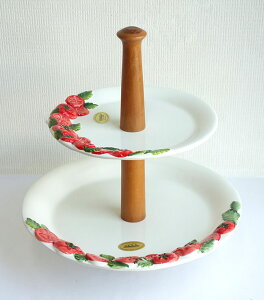 【送料無料】【送料無料】【即納可!!】再入荷しました♪イタリア製 陶器 オードブル 二段プレート トマト柄