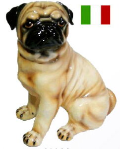 【送料無料】イタリア製 陶器 パグ 犬 置物ドッグ dog アニマル 雑貨 動物置き物ヨーロッパ Italy インテリア オーナメント
