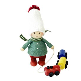 【送料無料】【即納可!!】新入荷しました♪エストニア製　ノルディカニッセ『電車のおもちゃを運ぶ男の子』ノルディカ　ニッセ　人形　北欧クリスマス　木製人形　ハンドメイド　かわいい