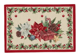 【3,980円(税込)以上お買上げで送料無料】【即納可!!】再入荷しました♪ポルトガル製　ゴブラン織 ランチョンマット　クリスマスポインセチア　2枚セット　テーブルマット　ランチマット　プレイスマット　食卓・食事用　おしゃれ