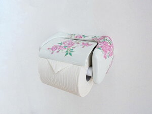 【送料無料!!】【即納可】再入荷しました♪有田焼 陶器 ペーパーホルダー 染錦桜絵トイレットペーパーホルダー サニタリー トイレ用品 花柄