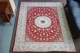 【送料無料!!】カーペット　絨毯　ペルージャ約200x250cm　レッド　フラワー　花柄
