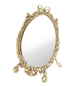 【送料無料】スペイン製 真鍮 アンティーク風 卓上ミラー スタンドミラー ミラー 鏡 カガミ ブラス インテリア 置物 アンティーク調雑貨 おしゃれ プレゼント