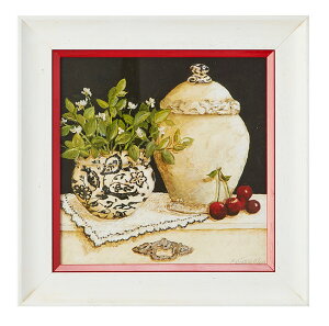 【送料無料】イタリア製 額絵 花 さくらんぼアートフレーム 額入り 壁掛け フラワー チェリー