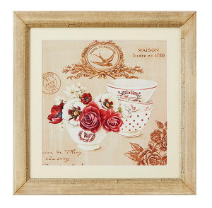 【送料無料】イタリア製 額絵 花アートフレーム 額入り 壁掛け フラワー ティーカップ