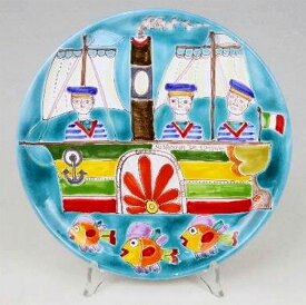 【送料無料】イタリア製　シチリア陶器　絵皿　スザンナ・デ・シモーネ　壁掛け　プレートインテリア雑貨　デザインプレート　ハンドメイドサイズ：25cm