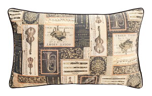 【3,980円(税込)以上お買上げで送料無料】【即納可!!】再入荷しました♪レクタングルクッション クラシックミュージック ブラウンクッション 枕 長方形クッション 50×30cm※パンヤ (中