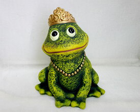 【送料無料】ポルトガル製　陶器『プリンセスカエル』Mサイズカエル置物　オーナメント　オブジェ　カエル　かえる　蛙