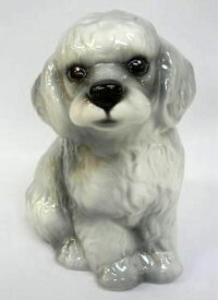 【送料無料】イタリア製　陶器アニマル　イヌ『プードル』シルバーインテリア　置物　オブジェ　動物置物　アニマル置物小型犬　犬　いぬ　ドック　DOG　Dogサイズ：H20cm
