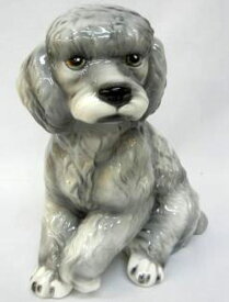 【送料無料】イタリア製　陶器アニマル　イヌ『プードル』シルバーインテリア　置物　オブジェ　動物置物　アニマル置物小型犬　犬　いぬ　ドック　DOG　Dogサイズ：H29cm
