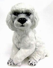 【送料無料】イタリア製　陶器アニマル　イヌ『プードル』ホワイトインテリア　置物　オブジェ　動物置物　アニマル置物小型犬　犬　いぬ　ドック　DOG　Dogサイズ：H29cm