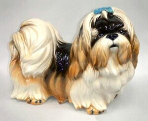 【送料無料】イタリア製 陶器アニマル イヌ『シーズー』インテリア 置物 オブジェ 動物置物 アニマル置物小型犬 犬 いぬ ドック DOG Dogサイズ:W32×D15×H28cm