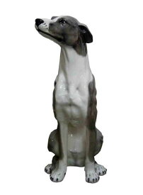 【送料無料】イタリア製　陶器アニマル　イヌ『グレーハウンド』グレーインテリア　置物　オブジェ　犬置物　動物置物　アニマル置物大型犬　犬　いぬ　ドック　DOG　Dogサイズ：H87cm