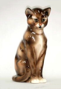 【送料無料】イタリア製 陶器アニマル 『ネコ』ブラウン 猫 ねこ ネコ キャット CAT Cat かわいい インテリア 置物 オブジェ ネコ置物 動物置物 アニマル置物 サイズ:H