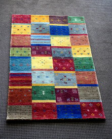 【即納可!!】【送料無料!!】再入荷しました♪インド製　ハンドルームギャベ　ギャベ　ギャッベ　玄関マット　ラグマット手織り　絨毯　敷物　サイズ：約70X120cm