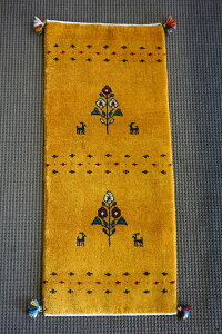 【送料無料!!】【即納可!!】新入荷しました♪イラン・ペルシャ製 手織り アマレギャッベ イエロー ギャベ ギャッベ 玄関マット ラグマット ウール 絨毯 敷物 おしゃれ サイ