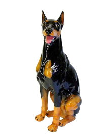 【送料無料】イタリア製　陶器アニマル　イヌ『ドーベルマン』インテリア　置物　オブジェ　アニマル置物大型犬　犬　いぬ　ドック　DOG　Dogサイズ：H94cm