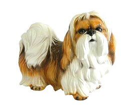 【送料無料】イタリア製　陶器アニマル　イヌ『シーズー』インテリア　置物　オブジェ　アニマル置物小型犬　犬　いぬ　ドック　DOG　Dogサイズ：H30cm