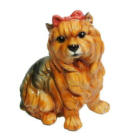 【送料無料】イタリア製　陶器アニマル　イヌ『ヨークシャテリア』インテリア　置物　オブジェ　アニマル置物小型犬　犬　いぬ　ドック　DOG　Dogサイズ：H30cm