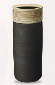 信楽焼き　傘立て　レインラック　傘　アンブレラスタンド　手作り　陶器サイズ：W22.5×H56cm※手作り品のため、色・形・大きさ等が少々変わってしまう場合があります。ブラック　ボーダー　縞　ライン　シンプルモダン　和風　アジアンテイスト　伝統　工芸品