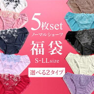 【メール便(15)】【送料無料】 ショーツ スタンダード 5枚セット 福袋 選べる2タイプ おまかせ 刺繍レー…