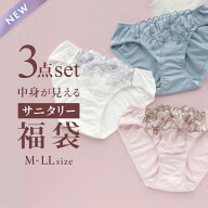 【メール便(30)】【送料無料】 選べる6タイプ サニタリーショーツ福袋 3枚セット 刺繍レース＆ワントーン…