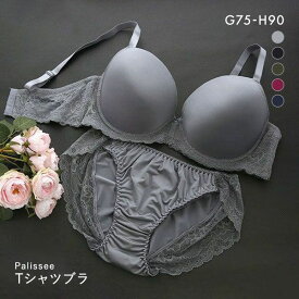 パリーゼ Palissee 濃色 Tシャツブラ ブラジャー ショーツ セット GH モールドカップ 大きいサイズ グラマーサイズ 下着 レディース ブラ＆ショーツ ブラ ブラセット ブラショーツ 上下セット セットアップ 全5色 G75-L-H90-3L