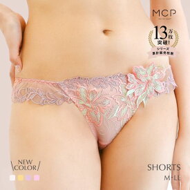 【15%OFF・5/18 09:59まで】 ショーツ スタンダード 豪華 レース 刺繍 花 アップリケ 可愛い バックレース モンシェルピジョン TIAM M L LL Mon cher pigeon レディース ショーツ ご褒美ランジェリー スタンダードショーツ レース 全4色 M-LL 【メール便(4)】 ev_sp_10