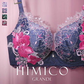 【送料無料】 HIMICO GRANDE 001 ブラジャー 大きいサイズ GHI 65-85 Rosa attraente 単品 グラマーサイズ レディース 勝負下着 セクシー Gカップ Hカップ Iカップ アンダー80 グラマー 大きいサイズ ブラ ラグジュアリー 花柄 刺繍 おすすめ 人気 トレンド ヒ 全4色 G65-I85