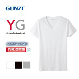 10％OFF【メール便(30)】 グンゼ GUNZE ワイジー YG コットン100％ Vネック Tシャツ メンズ 定番 ベーシック オールシーズン 全3色 M-3L