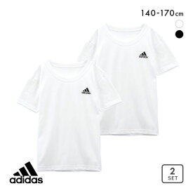 【メール便(30)】 アディダス adidas 2P クルーネック Tシャツ 2枚組 インナー ロゴ キッズ ジュニア 男の子 全2色 140-170
