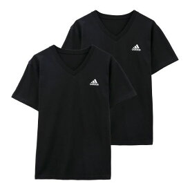 アディダス adidas 2P Vネック 半袖 Tシャツ 2枚組 メンズ スポーツ 吸汗速乾 全2色 M-LL