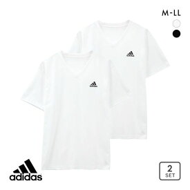 アディダス adidas 2P Vネック 半袖 Tシャツ 2枚組 メンズ スポーツ 吸汗速乾 全2色 M-LL