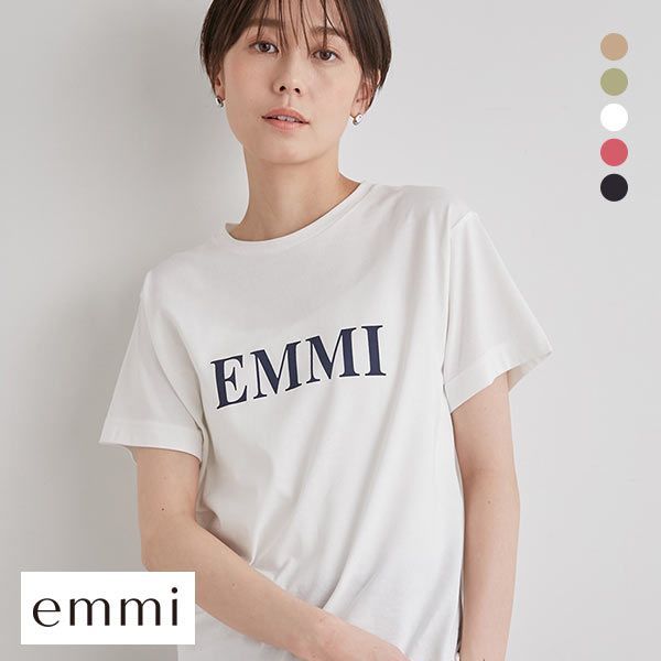 楽天市場】エミ emmi【emmi atelier】emmiロゴ 和紙 Tシャツ 綿混