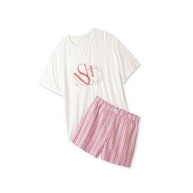 30％OFF スナイデルホーム SNIDEL HOME プリントTシャツ×ストライプショートパンツセット スウェット パジャマ ルームウェア レディース 全3色 0-1