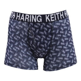 【メール便(10)】 キース・へリング Keith Haring ボクサーパンツ 自転車 ネイビー メンズ 前開き M-LL